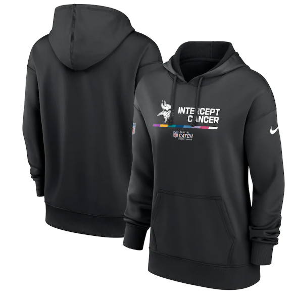 Men's Black Minnesota Vikings 2022 Crucial Catch Therma Performance Pullover Hoodie